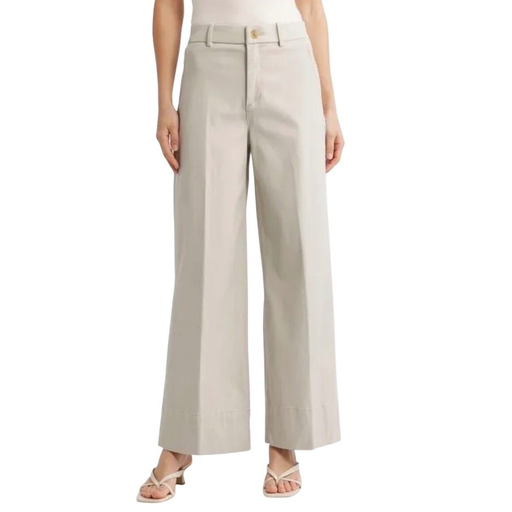 New SPANXsupersmooth™ Stretch Twill Wide Leg Pant Small Tan Minimalist Career